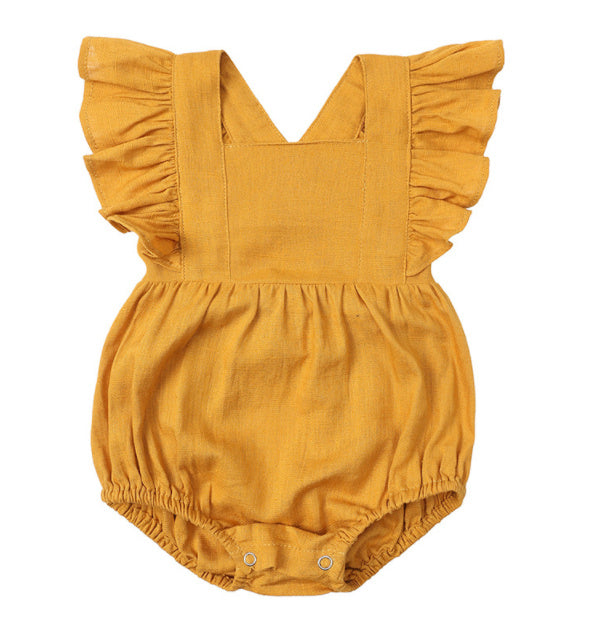 Baby Cotton & Linen Summer Strap One-Piece Suit