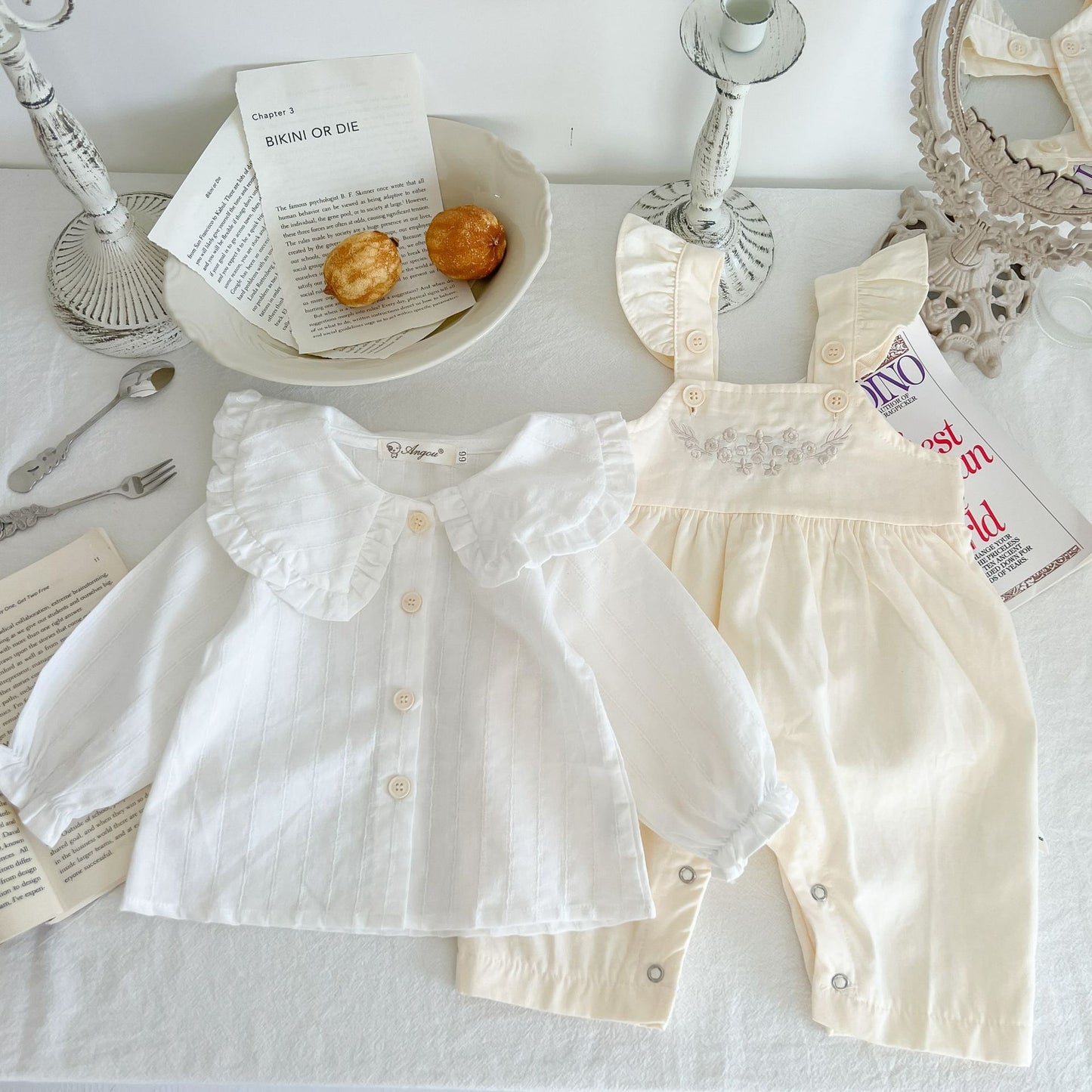 Baby Girl’s Adjustable Suspender Romper