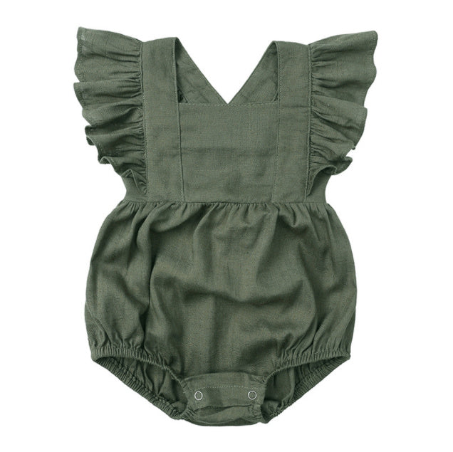 Baby Cotton & Linen Summer Strap One-Piece Suit