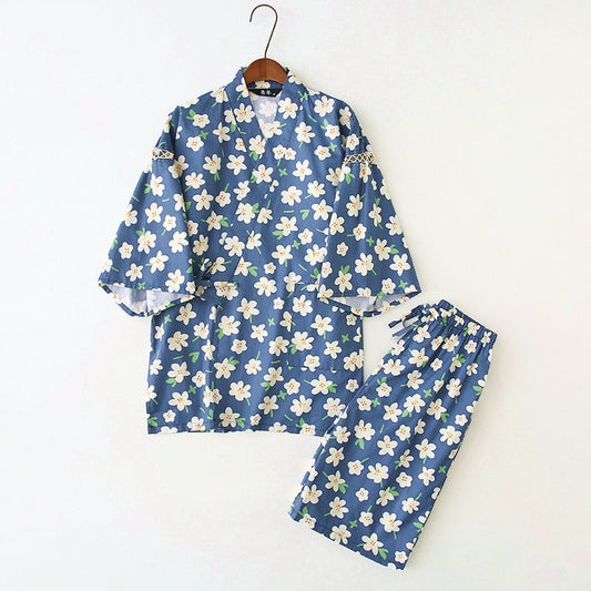Pure Cotton Kimono-Style Pajamas