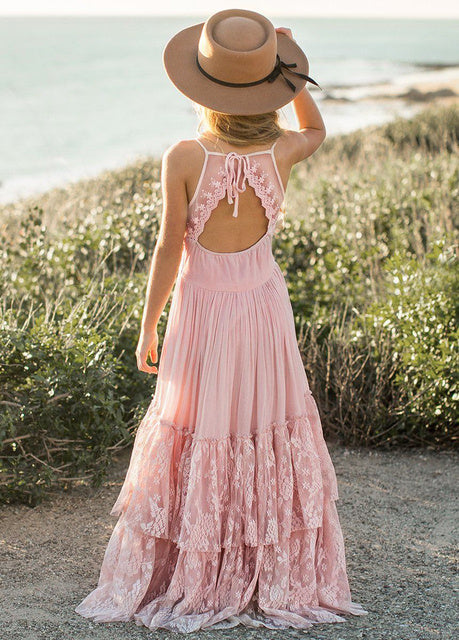 Boho Lace Cotton Dress for Kids