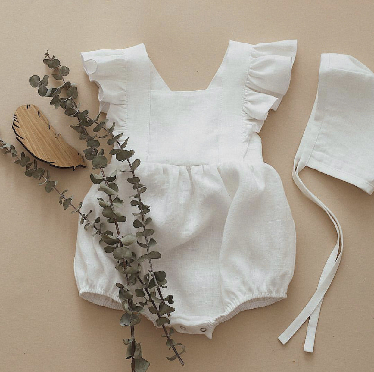 Baby Cotton & Linen Summer Strap One-Piece Suit