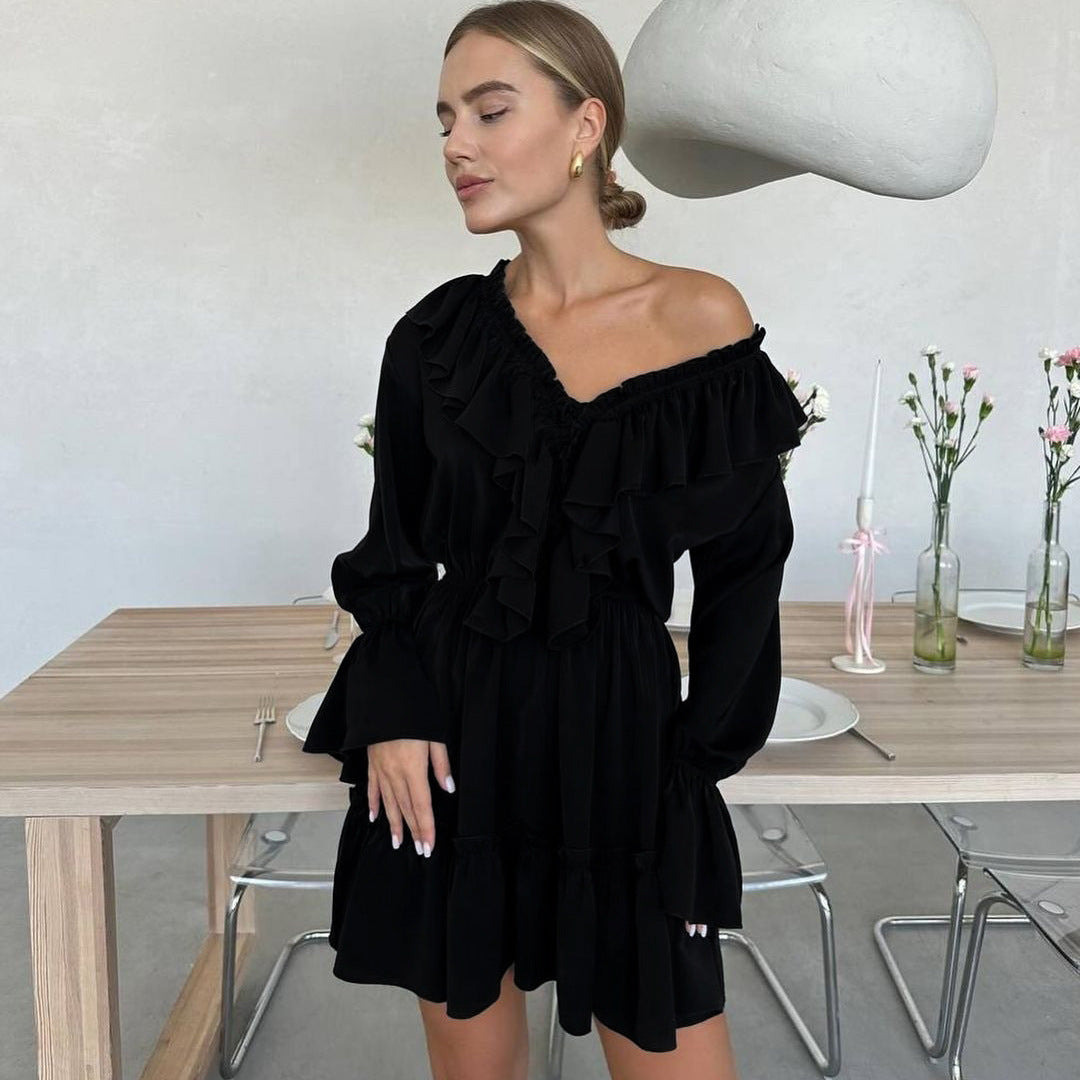 V-Neck Ruffle Dress