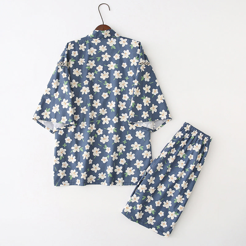Pure Cotton Kimono-Style Pajamas