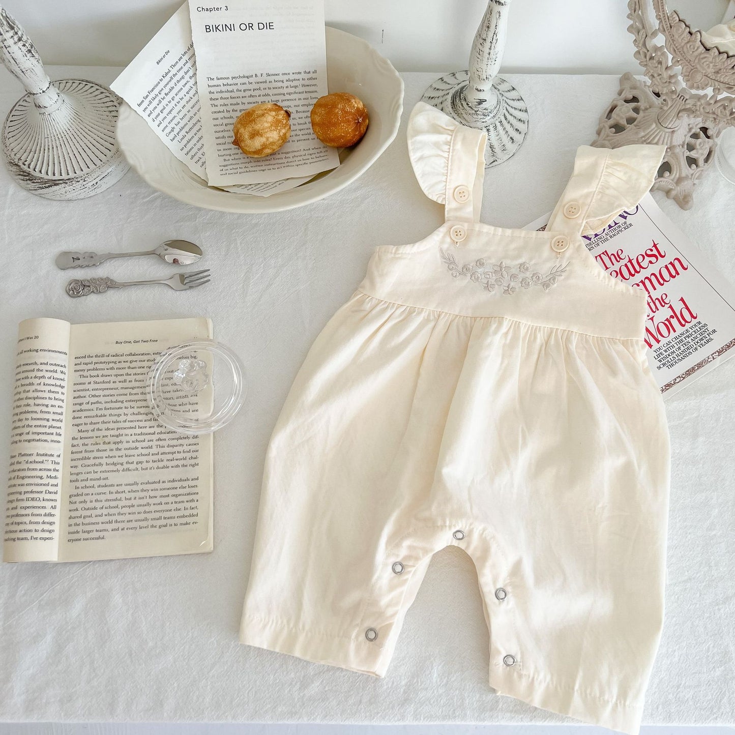 Baby Girl’s Adjustable Suspender Romper