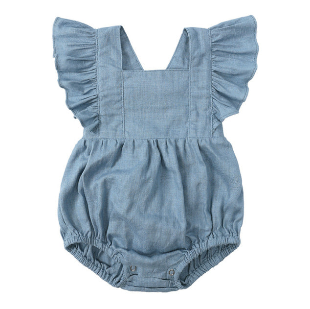 Baby Cotton & Linen Summer Strap One-Piece Suit