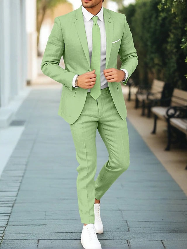 Men's Linen One Button Suit