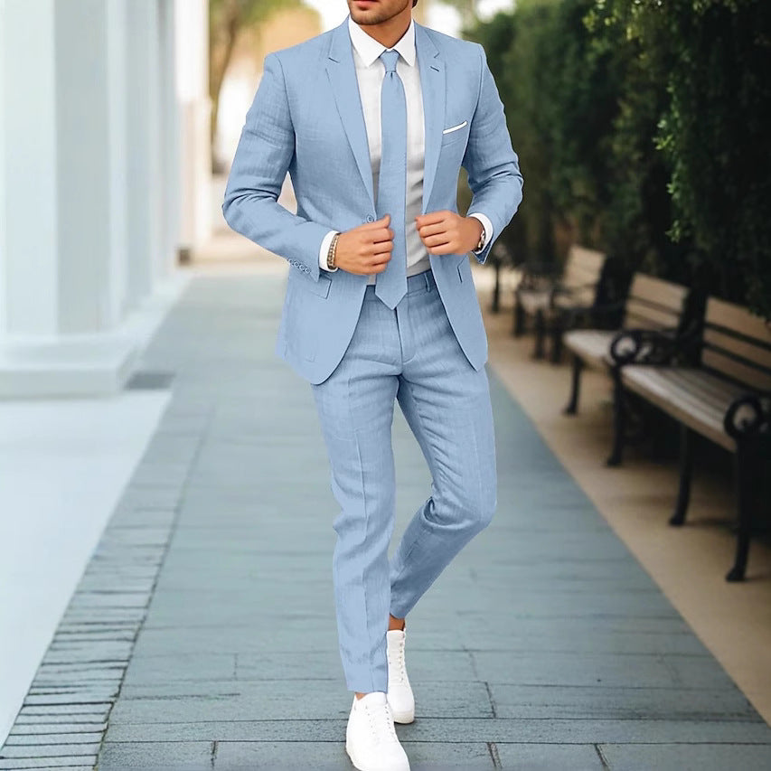 Men's Linen One Button Suit