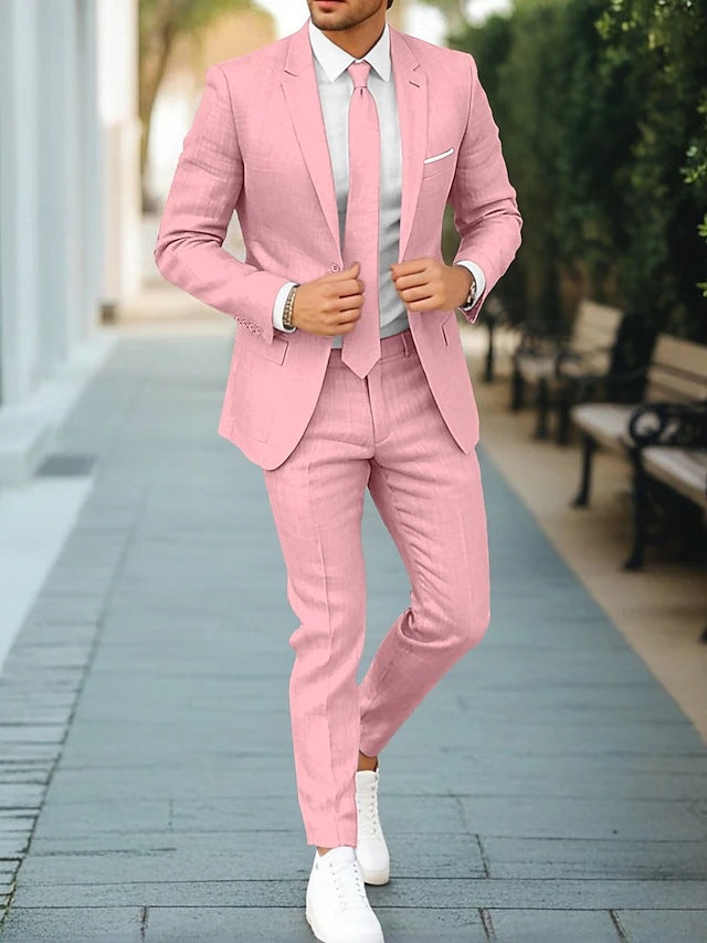 Men's Linen One Button Suit