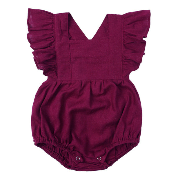 Baby Cotton & Linen Summer Strap One-Piece Suit