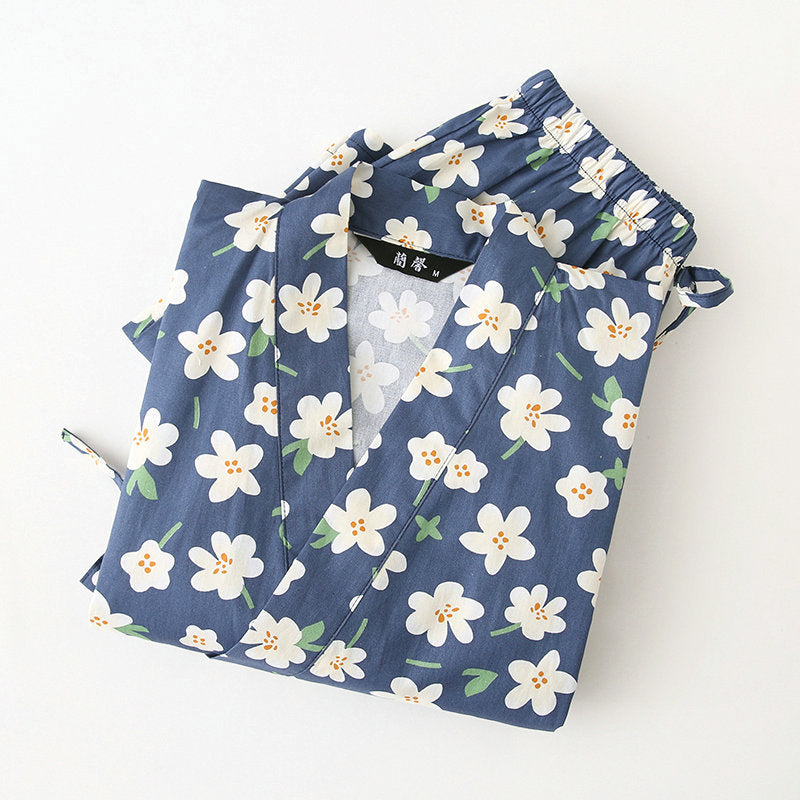 Pure Cotton Kimono-Style Pajamas