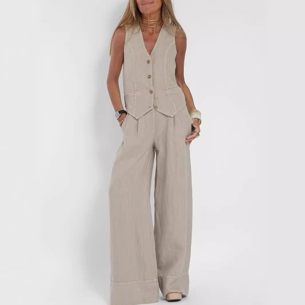 Summer V-Neck Vest Suit
