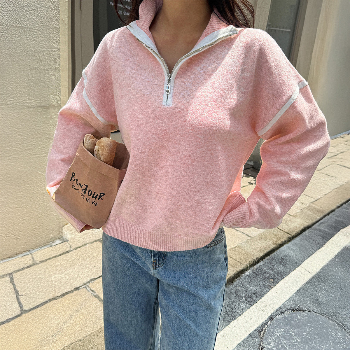 Long Sleeve Zipper Sweaters