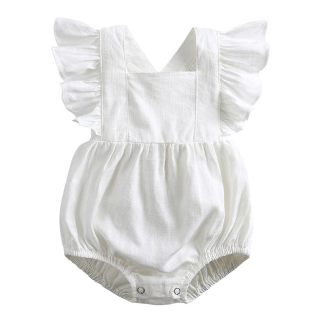 Baby Cotton & Linen Summer Strap One-Piece Suit