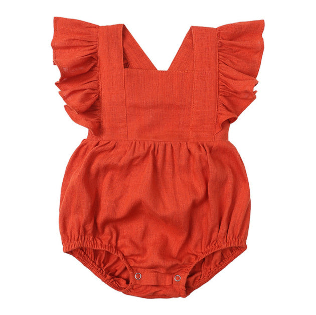 Baby Cotton & Linen Summer Strap One-Piece Suit