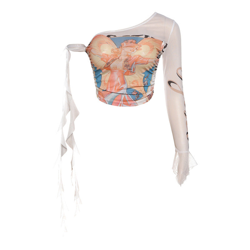 One-Sleeve Printed Top