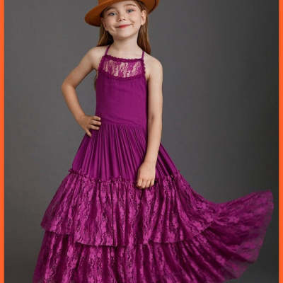 Boho Lace Cotton Dress for Kids